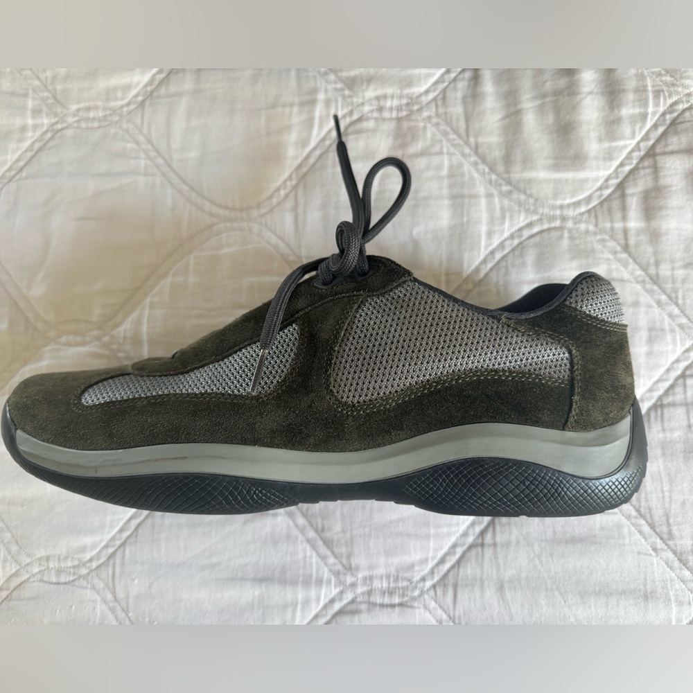 Prada Americas Cup PS0906 men’s suede Sage colored sneaker - Picture 6 of 11
